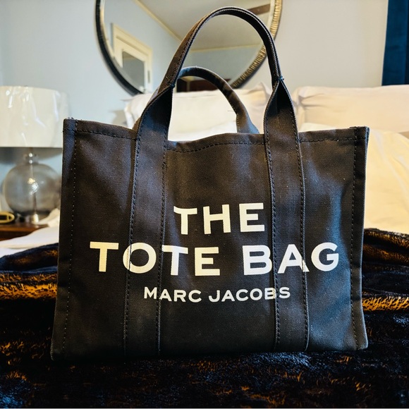 Marc Jacobs Handbags - Authentic Medium Marc Jacobs Black Tote Bag with White Lettering